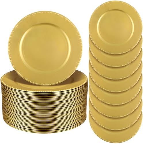 Platos de carga Jinei, pack 100 unidades, dorados, plástico