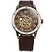 ManChDa Montre Bracelet pour Hommes Chaussures Marron Marron Chaîne spéciale Burlywood Montre Automatique mécanique pour Hommes + Boîte Cadeau