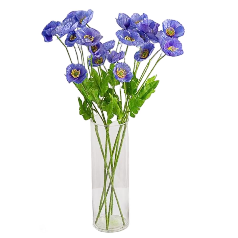 Corkwaw 6 Pcs 23.6" Artificial Poppy Silk Fake Flowers,PU Real Touch Silk Flower for Easter Memorial Day, table decorations