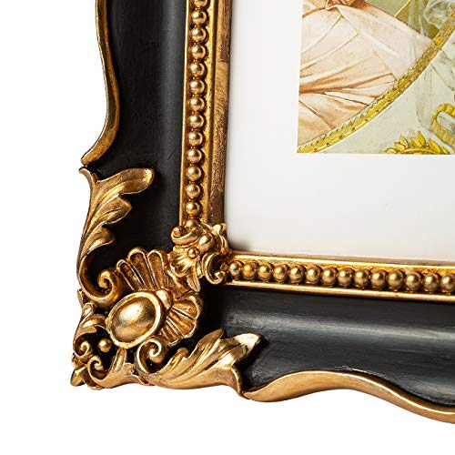 Asowin 8X10 Vintage Picture Frame With Embossed Flower Design，Antique Frames For 8 × 10 Or 5 × 7 Photos With White Mat,Wall &Tabletop Decor,Black… #TOP3