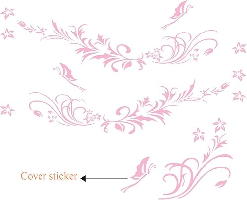 Miniatura 5 de Calcomanías decorativas talladas con flores huecas y mariposas, antiarañazos, para automóviles, camionetas, SUV, camiones, juego de 3 piezas (rosa)