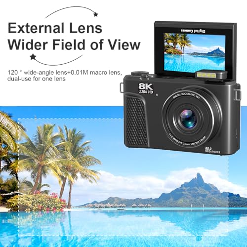 cámara digital ciciglow 8K 88MP con pantalla giratoria 3" miniatura 2