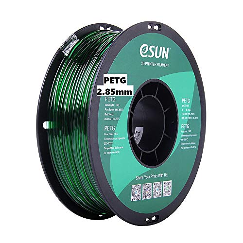 eSUN 3D 3mm PETG Green Filament 1kg (2.2lb), PETG 3D Printer Filament, Actual Diameter 2.85mm +/- 0.05mm, Semi-Transparent Green
