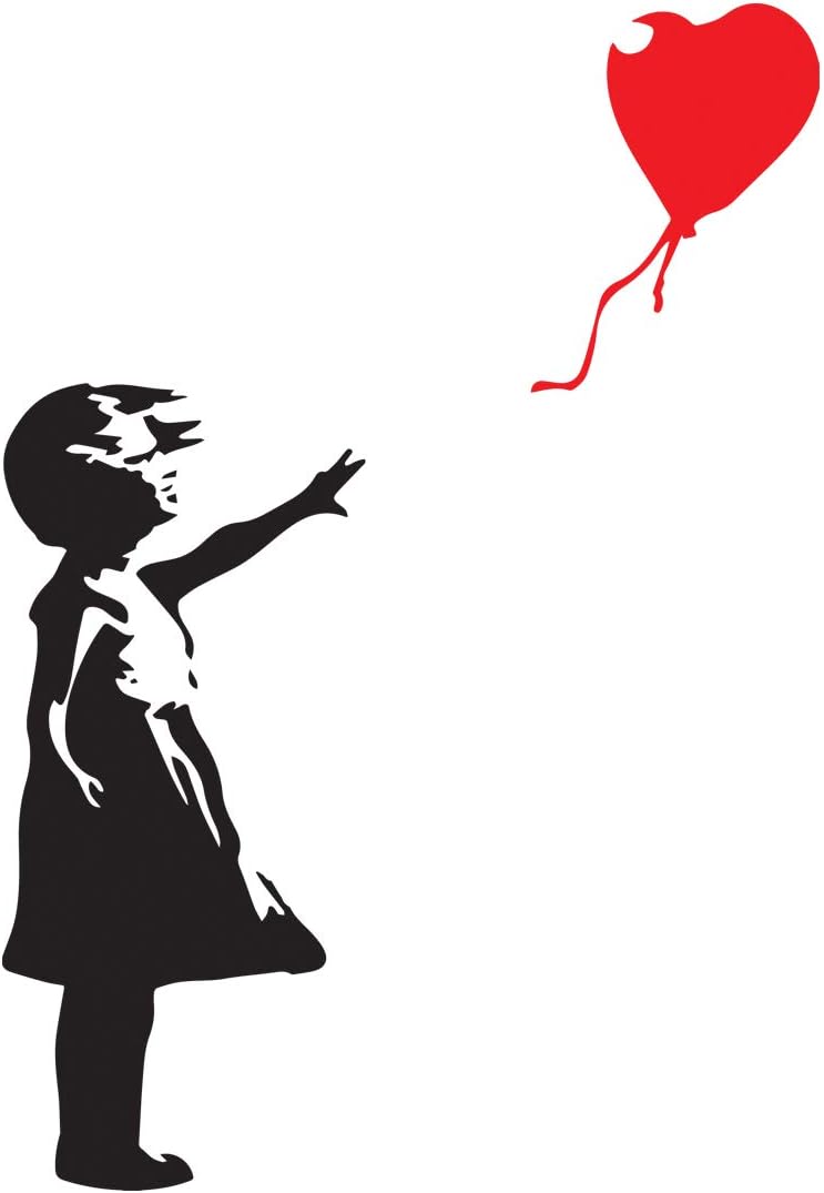 Banksy Girl with balloon | Wall art graffiti vinyl Sticker | Urban Art Window, Car, Laptop Decal (Small - 13x9cm)