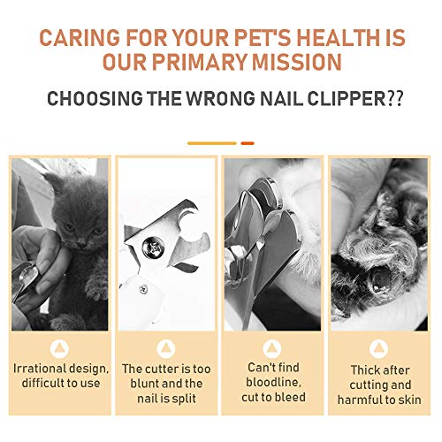 Anself Cortador de unhas de gato iluminado para animais de estimação Cortador de unhas de gato Tesou