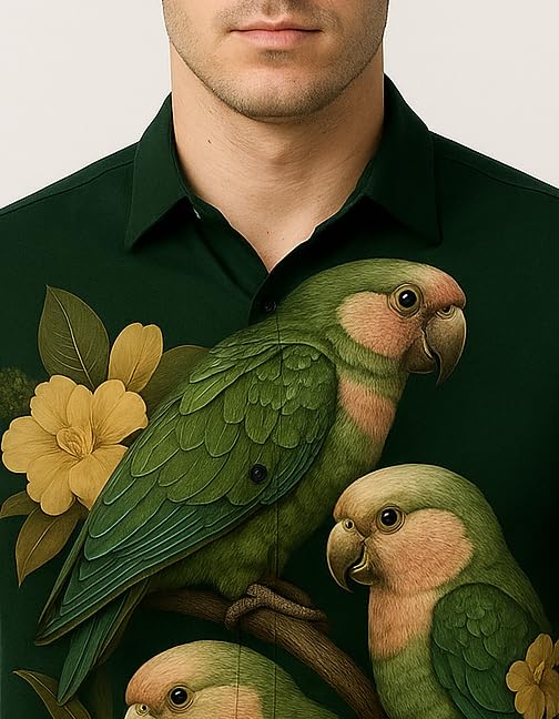 Image of Men's Cotton Blend Regular Fit Half Sleeve Printed Shirt with Elegant Design | Super Soft Stylish & Comfortable | Ideal for Casual Outings, Parties & Gifting