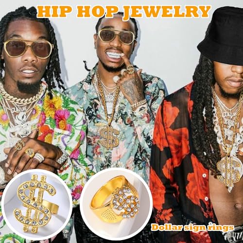 90s Hip Hop 80s Costumes Kit for Men Rapper Party Outfits Accessories - Image 6