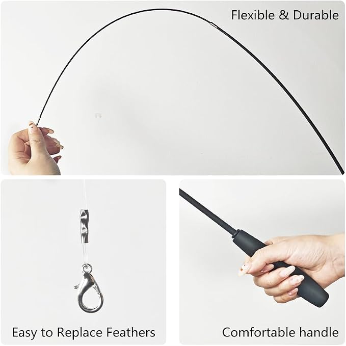 Set de juguetes para gato con varitas retráctiles y plumas miniatura 5