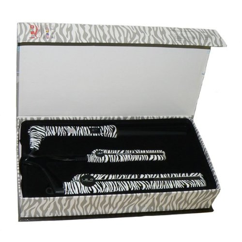 ISO Beauty Zebra Straightening Flat Iron Full Set with Mini Straightener - 1.25" Ceramic Tourmaline - 3 Piece Luxury Hair Styling Tool Set