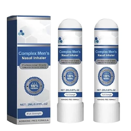 2X Inhalateur Nasal Complex Pour Homme - Stick Inhalateur Nasal Stick Naturel Portable Pour Énergie & Vitalité, Formule Douce Pour Conduite, Voyages D'Affaires Et Fatigue Quotidienne
