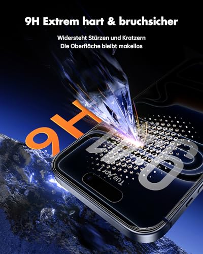 UNBREAKcable Panzer Sichtschutz Glas Kompatibel für iPhone 17 Pro (6,3 Zoll) Blickschutzfolie Privacy Screen mit Anti Spy, Kratzfest, Anti-Fingerprint und blasenfrei - 2 Stück 5
