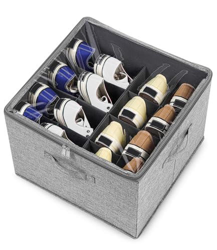 Azyvum Schuhorganisator für Schrank, Passt 16 Paar Schuhe, Große Schuhbox-Aufbewahrungsbehälter, Durchsichtige faltbare Schuhboxen/Bodenstütze, Platzsparender Schuhhalter/Verstärkte Griffe