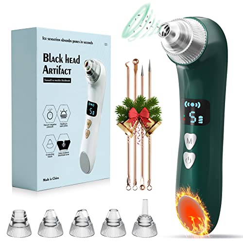 Blackhead Remover Pore Vacuum Electric Whitehead Extractor Tool-5 Suction Power Upgraded Facial Pore Cleaner USB Rechargeable 6 Probes Blackhead Vacuum for Women & Men