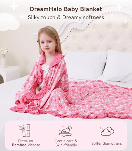 Image of Premium Baby Blankets, Soft Viscose from Bamboo Blanket for Girls, Nursery Crib Bedding Quilt for Newborn and Toddler, Ruffle Blanket Cooling for Hot Sleepers, 50''x50'' Beautiful Swan
