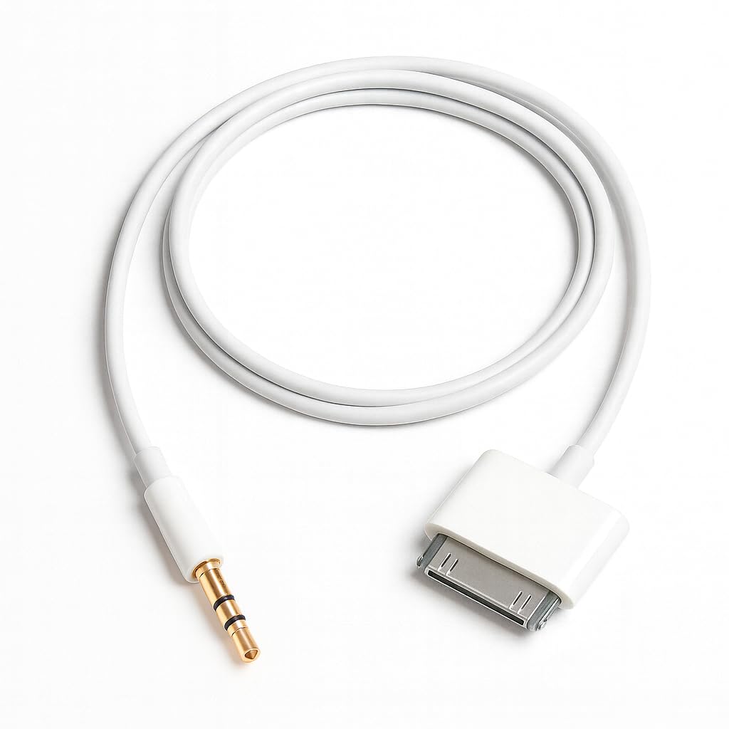 Dock connector to Car stereo Auxiliary AUX-IN Cable for iPhone [4s, 4, 3Gs, 3G] , iPad, iPod (nano, touch, Classic) - Compatible with Models with old 30 Pin connector - 3.5MM JACK Line Out Audio Lead