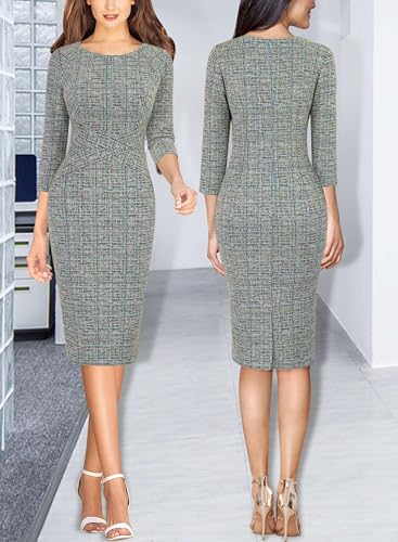 Image of VFSHOW Womens Work Business Office Zipper Up Slim Bodycon Sheath Dress