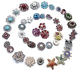 Ladieshow Snap Button Charms Jewelry 18mm-20mm Mix Shiny Blue Red Multicolored Rhinestone Diamonds Alloy snap Button (Pack of 40 pcs)