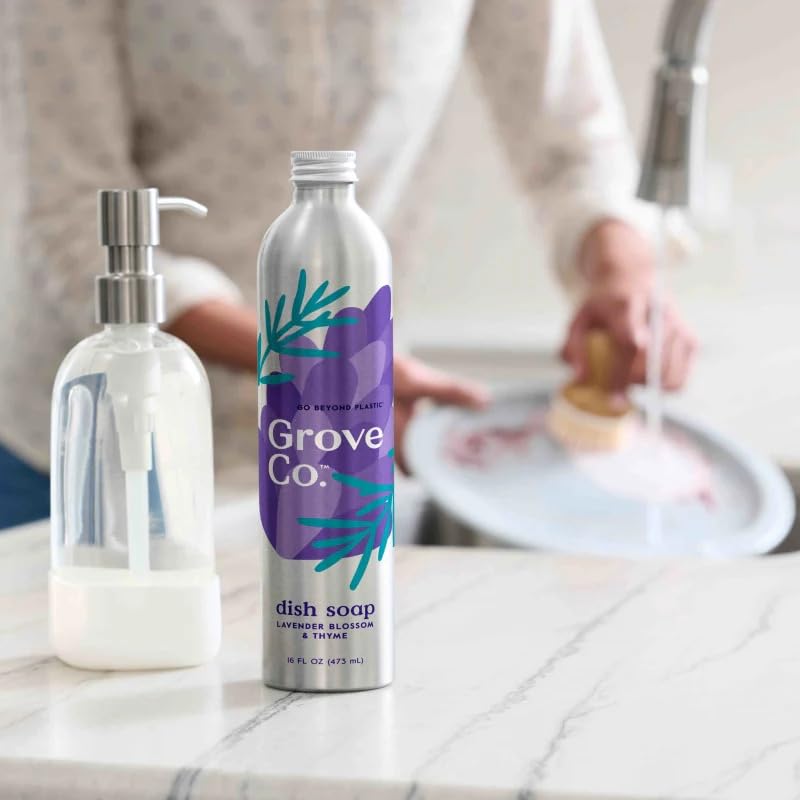 Image of Grove Co. Ultimate Dish Soap Refill, 16 Fl Oz Lavender Blossom & Thyme Liquid Formula, 1 Pack