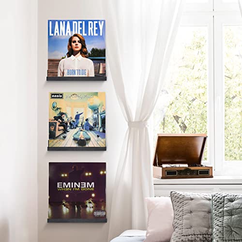 Set Of 3 Crystal Shelf Display Rustic Wooden Moon Shelf, Floating Shelves For Crystals And Vinyl Record Storage, Display Shelves For Living Room, Bedroom, Dorm Room (Black) #TOP4