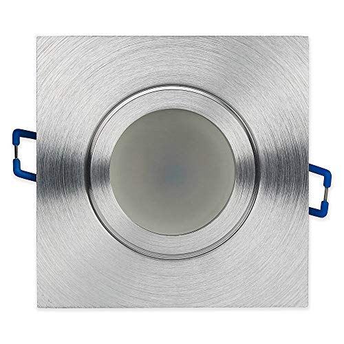 Juego de 10 focos LED empotrables IP44, plata de pulido fino, 6,5 W, blanco neutro, 230 V, para baño, ducha, exterior, intensidad regulable como lámpara de techo, foco empotrable de 60 mm de orificio