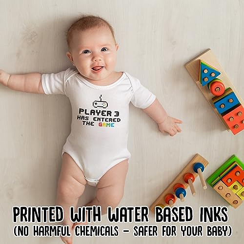 ART HUSTLE Player 3 Has Entered The Game Short Sleeve Bodysuit/Baby Grow For Baby Boy Or Girl (White, 0-3m) - Image 2