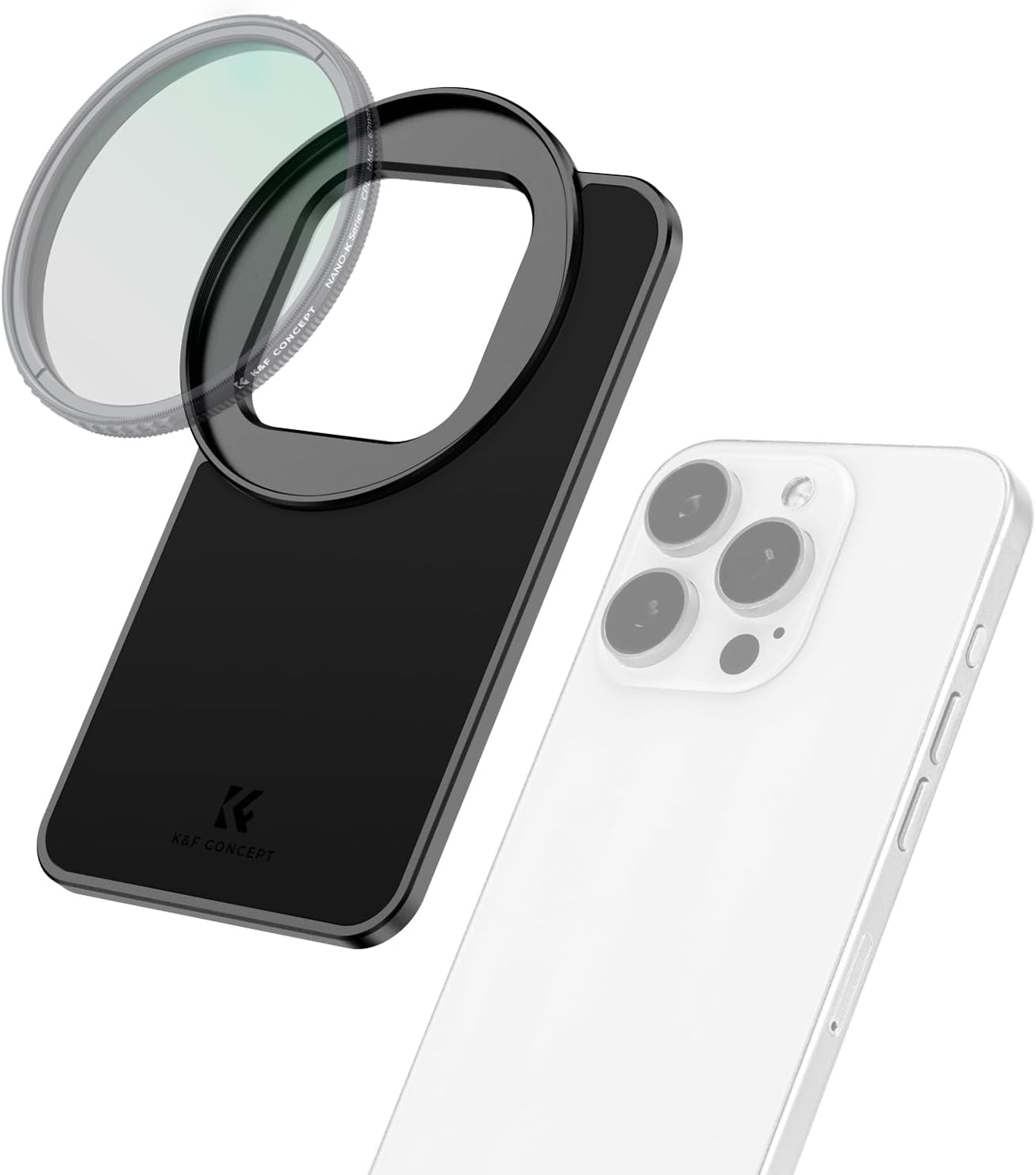 K&F Concept 6.7 inch Magnetic Lens Filter Mount Adapter with 67mm CPL Filter for iPhone, Compatible with 16/15/14/13/12 Pro Max, 16/15/14 Plus 6.7inch CPL Filter