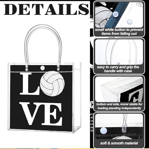 Image of Teenyyou 24 Pcs Volleyball Clear Gift Bags with Handles Volleyball Goodie Bags Sport Theme Party Favor for Team Snack Birthday Gifts