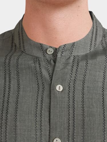 Indian Garage Men's Green Striped Shirt - Image 4