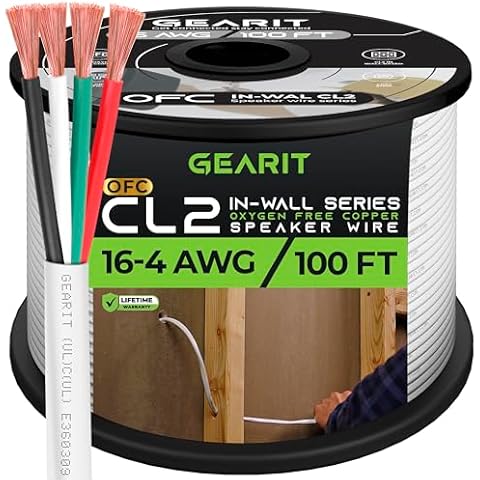 GearIT 16AWG 100ft Speaker Wire Cable Cover