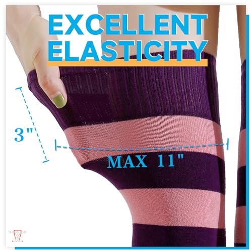 Image of Kayhoma Extra Long Cotton Stripe Thigh High Socks Over the Knee High Socks