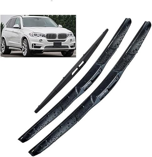 Juego de 3 limpiaparabrisas delantero y trasero compatible con BMW X5 F15 2013-2018 parabrisas ventana coche lluvia cepillos 24 + 20 pulgadas + 12