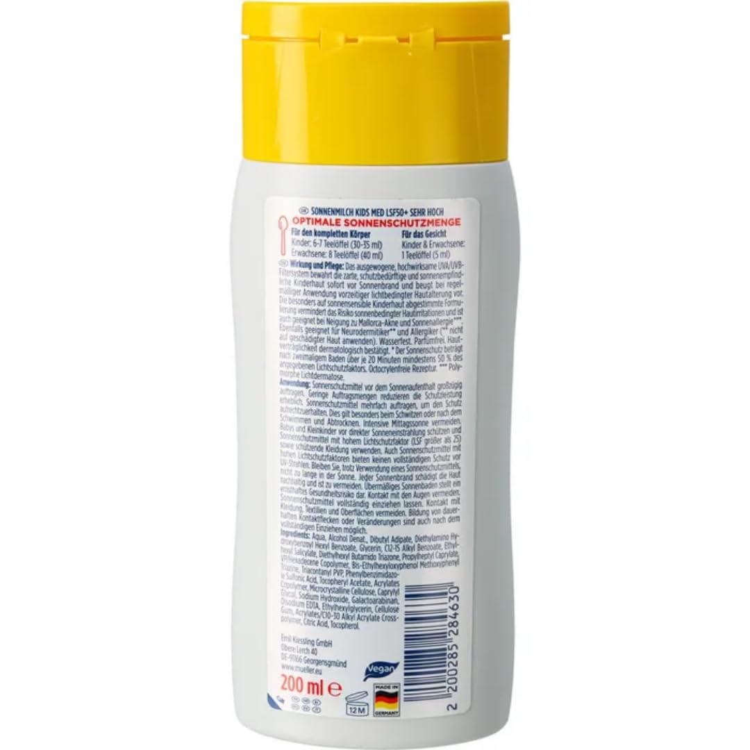 LAVVOZON Sonnencreme Kids MED Roll-On, LSF 50+, 200 ml, wasserfest, 4 Er