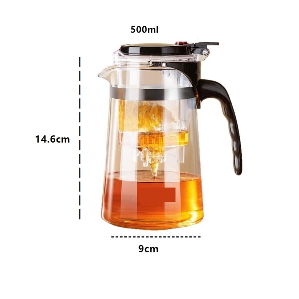 Teekanne, Hochtemperaturbeständiger Teebereiter aus Glas mit Sieb – Easy Brew Mug