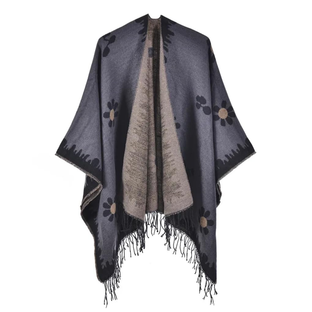 Dninmim Otoño Invierno Jacquard con Borla Suéter Chal Cárdigan de las Mujeres Cálido Capa de Punto Abrigo