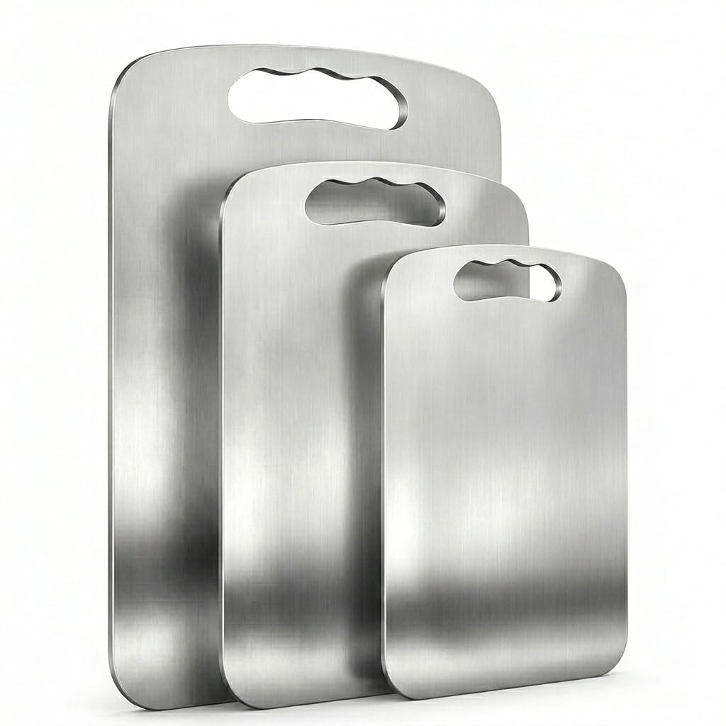 3 Stück Titan Schneidebrett, Schneidebrett Edelstahl, Titanium Cutting Board, Schneidebrett aus Titan, Titanium Schneidebrett für Die Küche