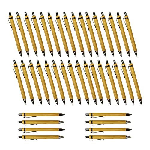 Eylkeup 40Pcs Bambus Kugelschreiber Holzkugelschreiber Schreibgerät Bambus Holz-Kugelschreibern Set nachhaltig und umweltfreundlich