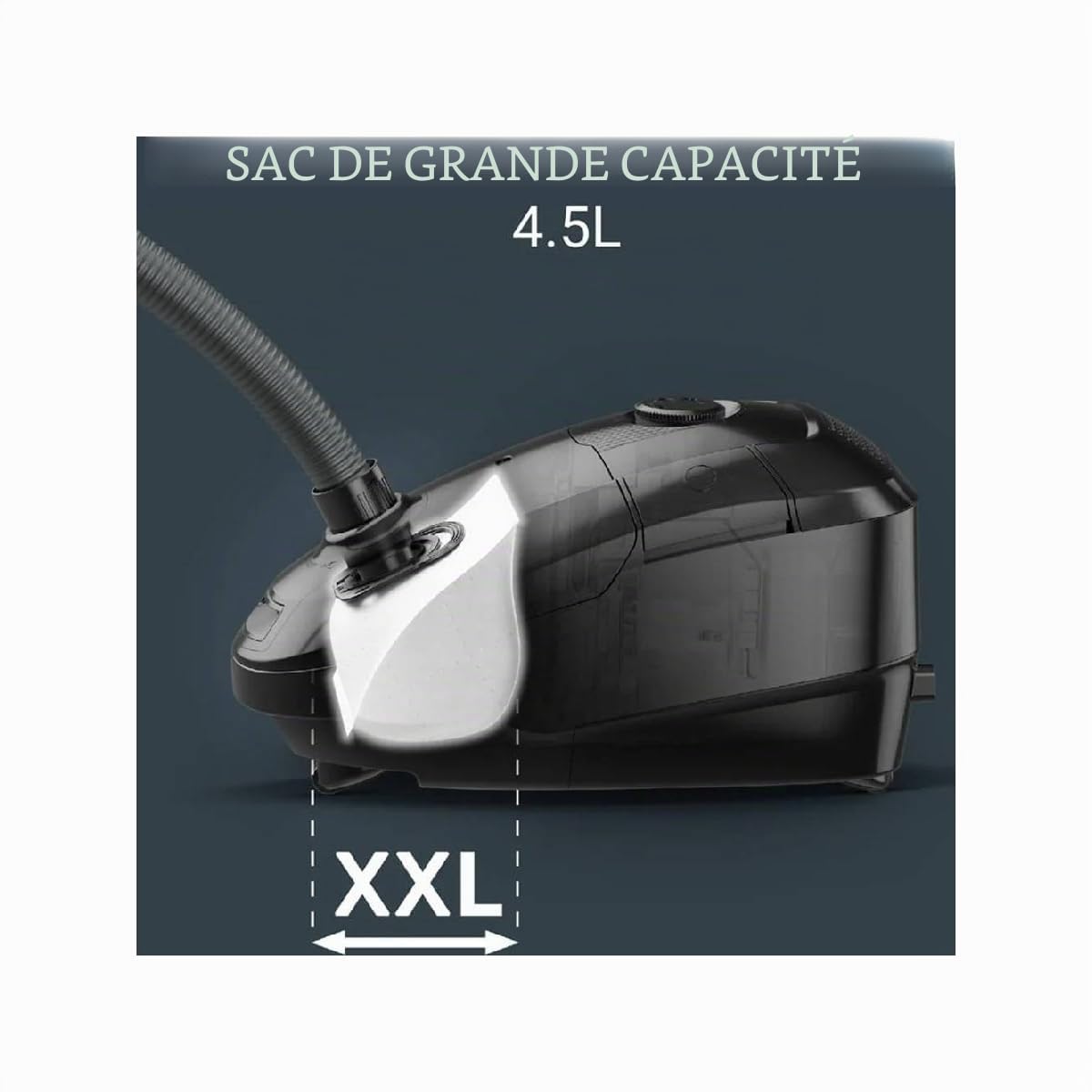 ROWENTA Power RO3126EA Aspirateur XXL avec Sac | Kit de parquet | 900 W | Bac à poussière 4,5 l | Rayon d'action 8,8 m Bleu foncé/Gris