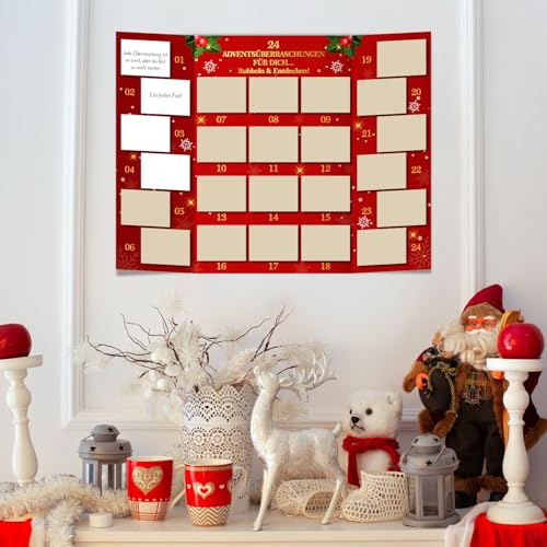 DPKOW Adventskalender Rubbellos Karte, 2025 Adventskalender Selber Machen Rubbellos Rubbelkalender für 24 Weihnachtskalender Selber Befüllen für Familie Kinder Erwachsene Paare Frauen Männer