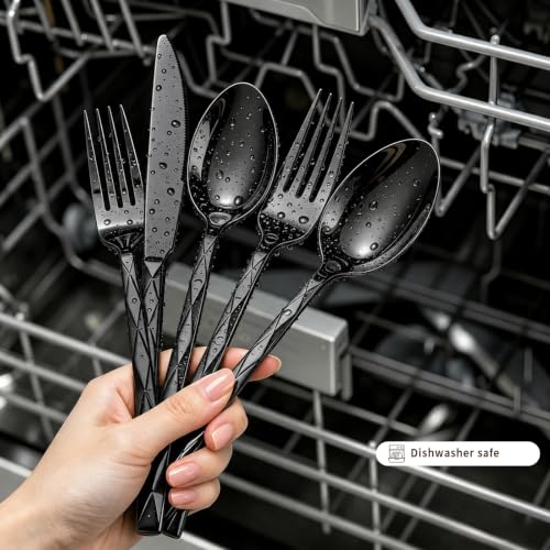 GPY 40-Piece Black Silverware Set, Flatware Set for 8 Modern Cutlery Set - image 7