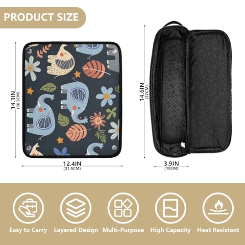 Organizadores para herramientas de peinado, erizo y pequeño elefante con estrellas, bolso portátil para herramientas de peinado con tapete resistente al calor para planchas, rizadores y otras herramientas de peinado miniatura 4