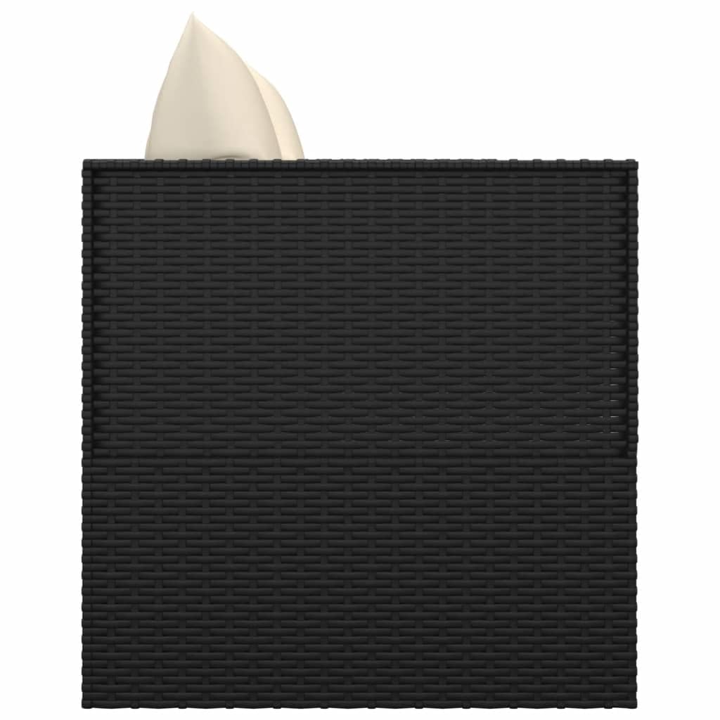 Cama de salón para exteriores con cojín de polirratán negro con 4 cojines reclinables color negro con marco de acero