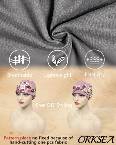 Image of Chemo Headwear for Women Knot Beanies with Stretch Elastic Turbans Soft Cancer Hats Head Coverings Scarf Headwraps