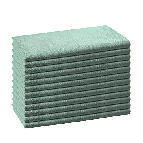 Native Fab Set Of 12 Chambray Cloth Dinner Napkins 100% Cotton 17X17 Soft Comfortable Absorbent Restaurant Hotel Quality - Easy Care Washable Wedding Dinner Napkins Olive Green #TOP7