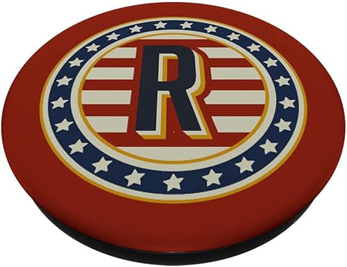 Miniatura 2 de Monograma patriótico letra R bandera de Estados Unidos estrellas rayas PopSockets intercambiables PopGrip