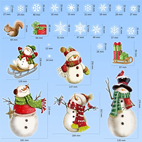 Christmas Window Clings，Christmas Snowflake Stickers，Snowman Window Decals，Window Stickers For Windows Glass，Winter Window Cling，Christmas Decorations Holiday #TOP3