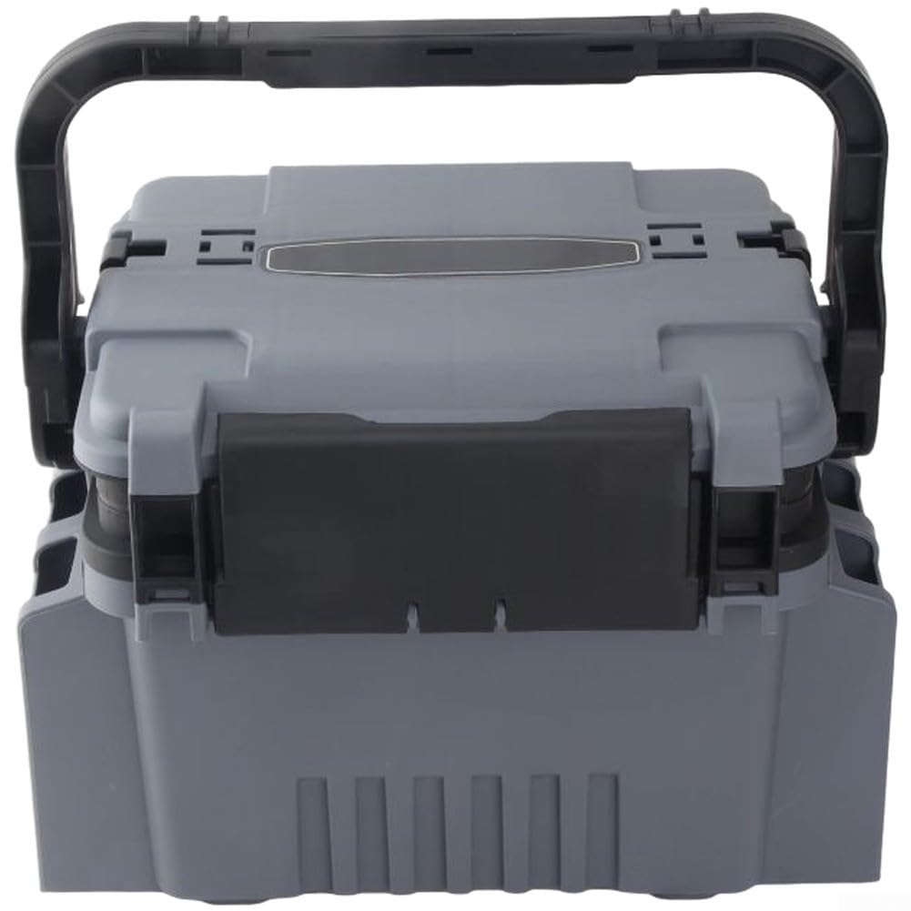 Scatola da pesca portatile con base stabile e scomparti multilivello per una gestione efficiente dell'attrezzatura (grande marrone nero)