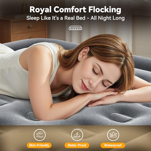 Image of VOSSER Queen Air Mattress with Built in Pump,18'' Raised Self Inflatable Mattress,Blow Up Mattress in 3 Mins,Puncture-Resistant Airbed for Floor&Home,Queen Size Air Matress for Adults,660lb Max,Black