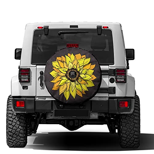 Image of Delerain Spare Tire Cover with Backup Camera Hole Beautiful Sunflower Wheel Covers Waterproof Dust-Proof UV Sun Universal Fit for RV Trailer RV SUV Truck (17 Inch for Diameter 31 inch-33 inch)