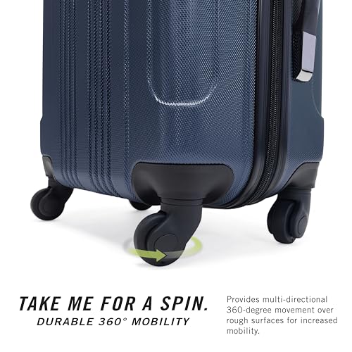 Image of Kenneth Cole REACTION Out of Bounds Lightweight Hardshell 4-Wheel Spinner Luggage, Naval, 24-Inch Checked