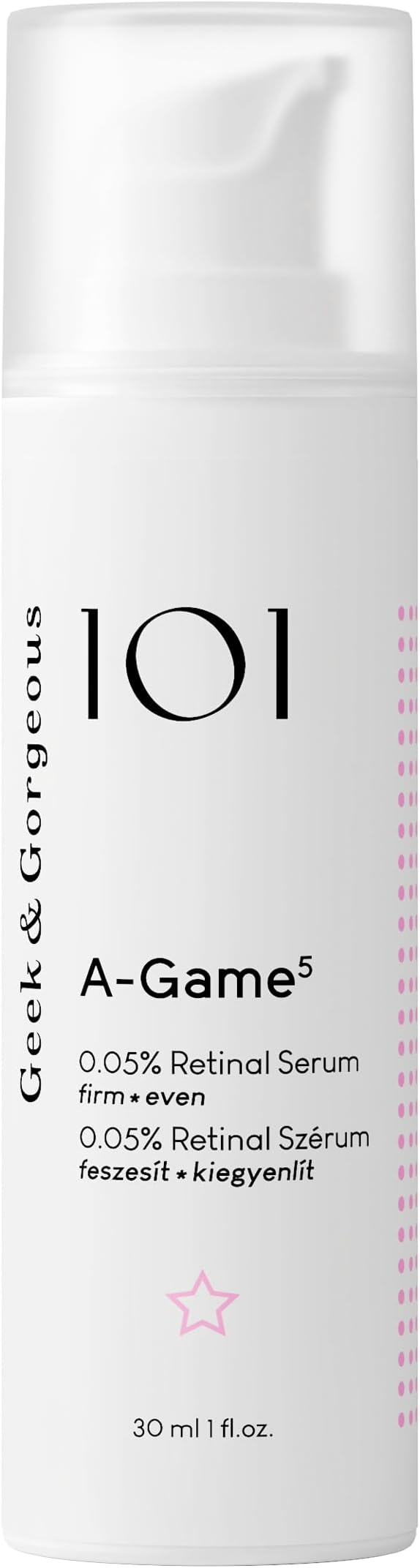Geek & Gorgeous - A-Game 5 - 0.05% Retinal serum - Silky, Lightweight, Medium-Strength Retinal - for all skin types, especially combination & oily skin, 1 oz